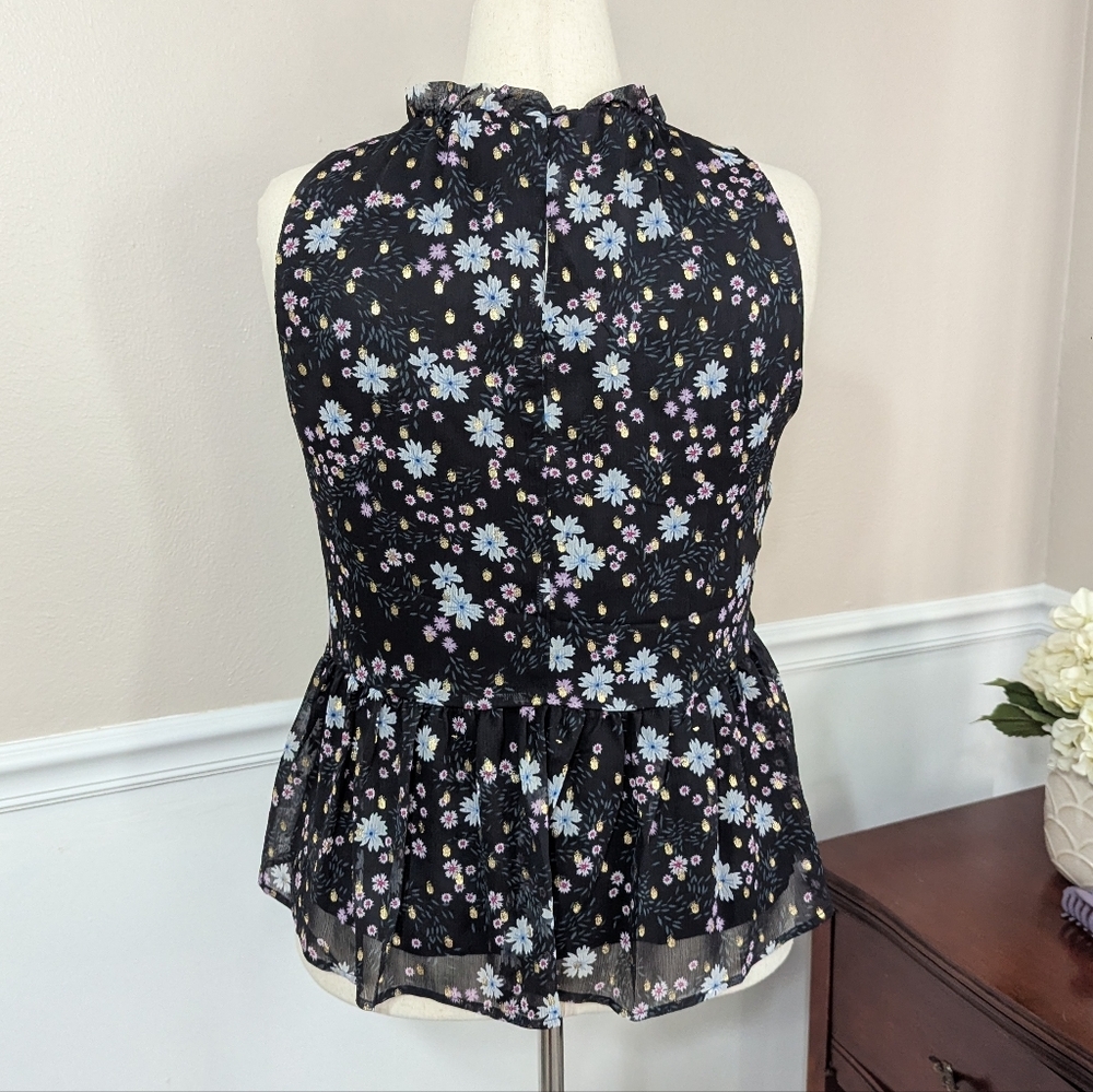 3/$30 LOFT Ruffle Neck Peplum Tank Blouse Medium - Picture 5 of 8